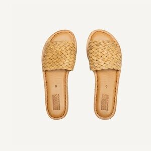 Mohinders Woven Sandal Slide Flats - Tan Leather - Women's 8 Luxury Minimalist